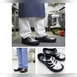 Crocs Unisex Bistro Graphic Black And White Fishbone Clogs - Size M15 / W17